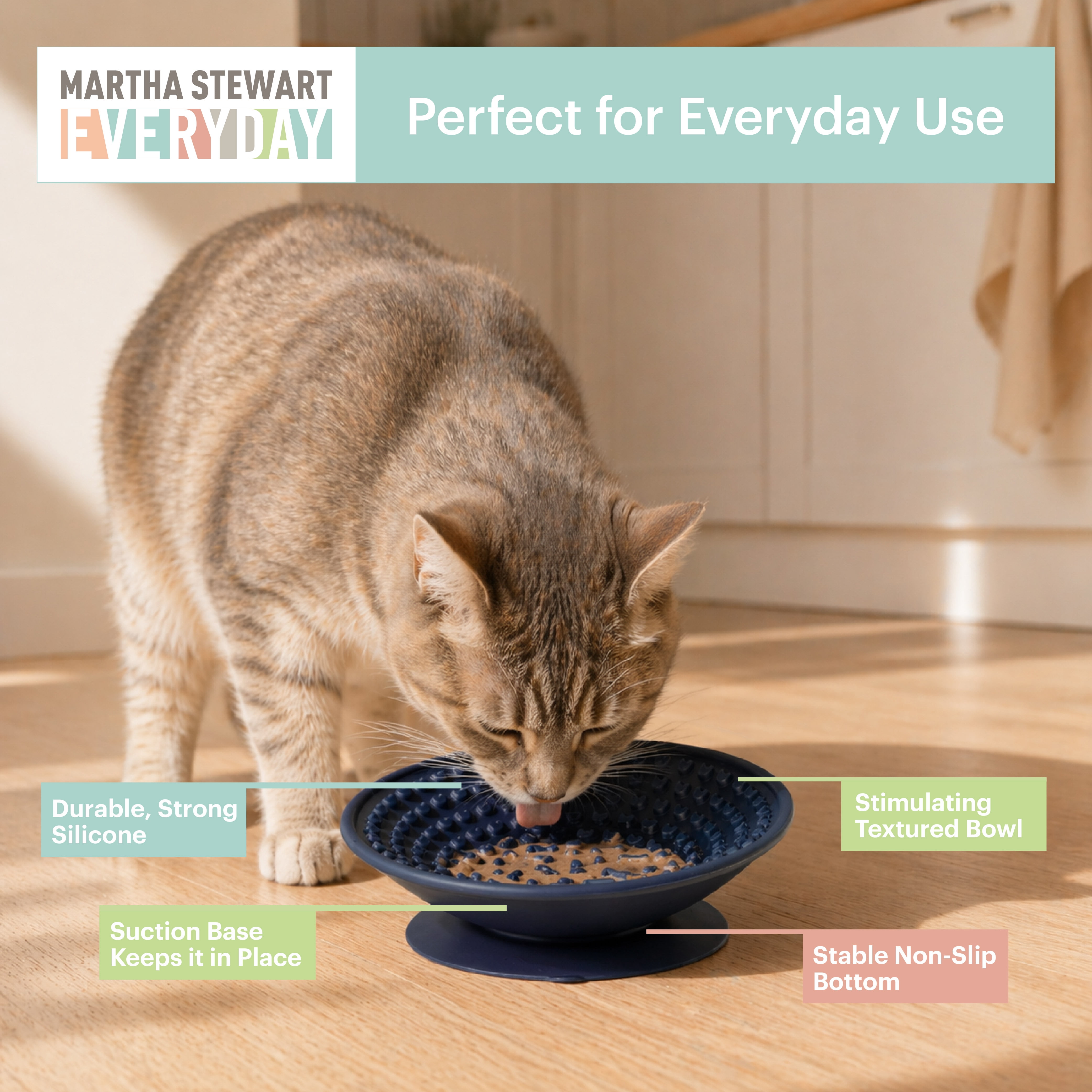 Martha Stewart Navy Occupy Lick Dog Bowl - Slow Feeder