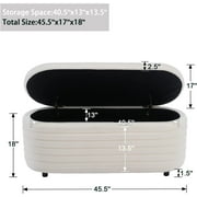 Dazone Storage Ottoman Bench, 45.5 Inch, End of Bed Bench Stool, Perfect Storage Bench for Bedroom, Living Room, Entryway, White