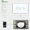 thumbnail image 5 of BSEED US Glass Panel Touch Sensor Capacitive Touch Wall Light Switch 3 Gang 1 Way White, 5 of 5
