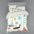 thumbnail image 1 of Ambesonne Nautical Bedding Set 4 Pcs, Pastel Marine Elements, Queen, Multicolor, 1 of 3