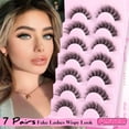 thumbnail image 5 of Wispy Lashes False Eyelashes Clear Band Cat Eye Lashes Natural Look 15MM Fake Eyelashes Pack Pestañas Postizas Naturales Wispy D Curvature Lashes, 7 Pairs, 5 of 14