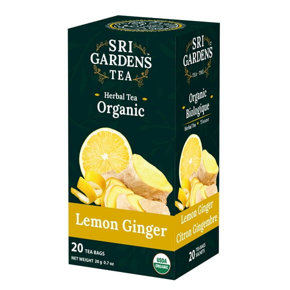 Sri Gardens Tea Lemon Ginger Herbal Tea, 20 Tea Bags