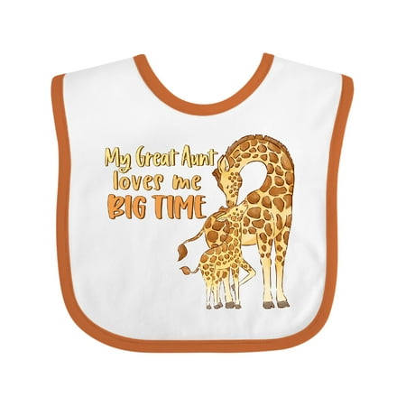 

Inktastic My Great Aunt Loves Me Big Time Cute Giraffe Family Gift Baby Boy or Baby Girl Bib