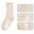 thumbnail image 4 of Spazoro Girls 10 Pairs Mid Calf Socks, Soft Solid Color Cotton Stretchy Casual Ruffled Crew Socks White Size 1T-12Y, 4 of 7