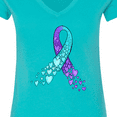 thumbnail image 4 of Inktastic Suicide Prevention Ribbon with Blue and Purple Hearts Women's V-Neck T-Shirt, 4 of 5