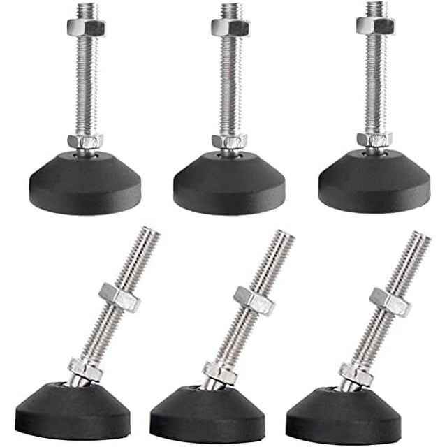Jinsinto 6 Pack Universal Adjustable Silicone Legs D40*M8*50 M8 Threaded Nylon Hinged Swivel Base Glider Pads Table Legs