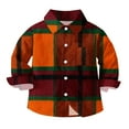 thumbnail image 5 of Long Sleeve Plaid Button Up Shirts for Boys Girls Classic Collared School Uniform Tops Kids and Toddlers Blouses (3 Years, Orange), 5 of 7