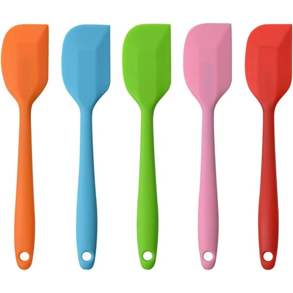 Silicone Spatula Set of 5, 8.3inch Rubber Heat-Resistant Baking Spatulas Baking Mixing Tool Non-Stick Flexible Seamless Spatulas with Stainless Steel Core