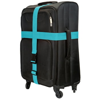 Protege 2 Way Travel Luggage Strap, Adjustable 75" Suitcase Belt, Blue Atoll