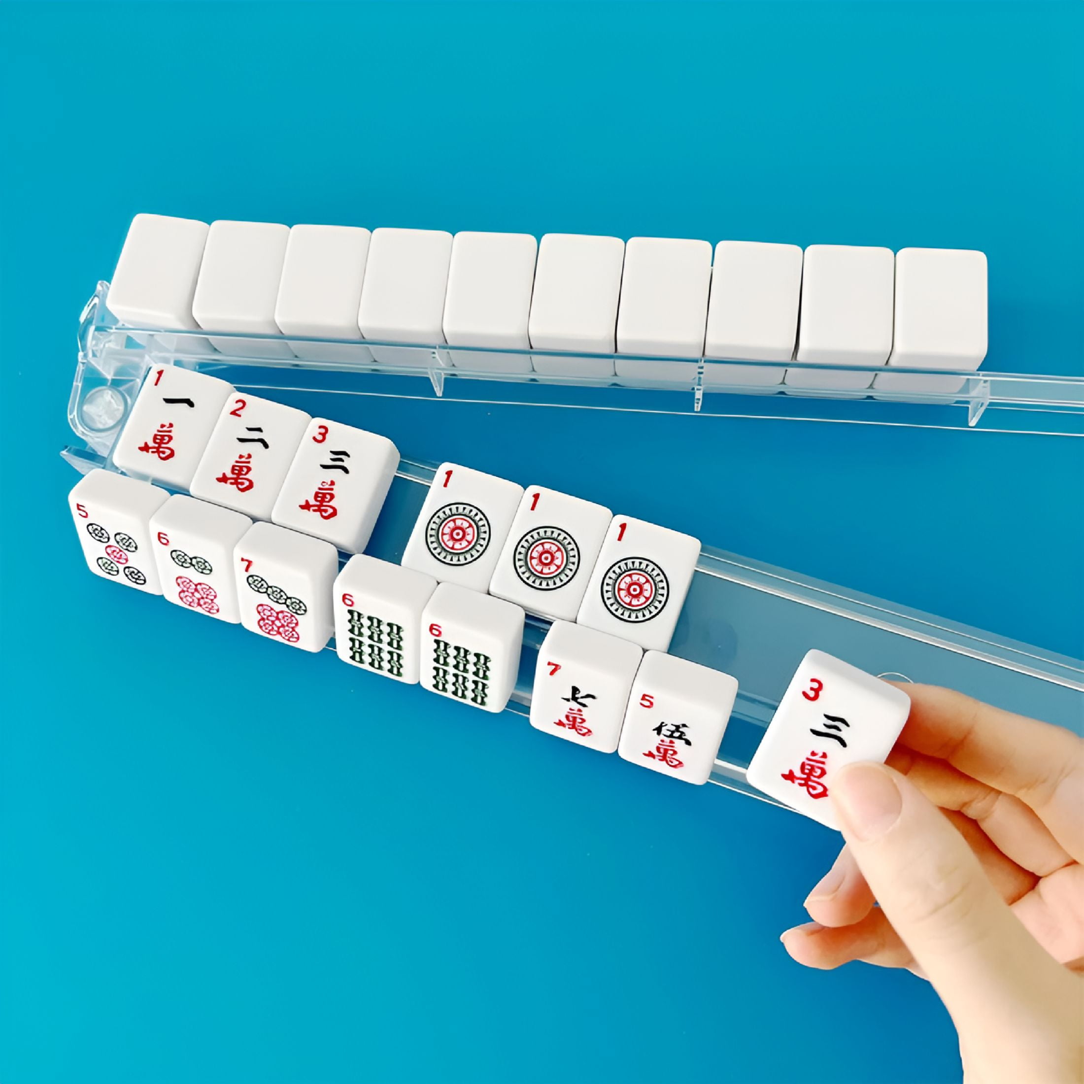 BESTSKY Modern Mahjong Racks with Built-in Pushers - Clear Combo Rack - Set of 4