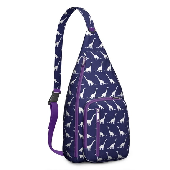 Dino Skeleton Print Sling Backpack - Tactical Shoulder Bag for Men & Women (Durable & Water-Resistant)