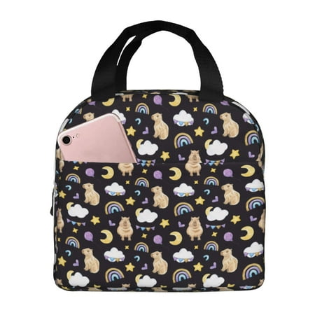 Insulated Lunch Bag for Women Men - Capybara Rainbow Star Leakproof Cooler Lunch Box for Women Men  Lunch Tote Bags for Work School Picnic Travel