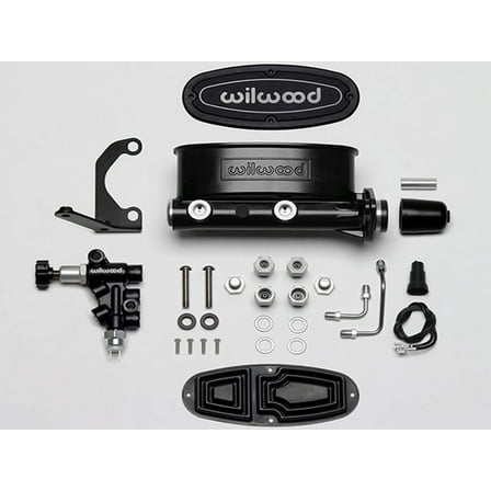 Wilwood 261-13270-BK Aluminum Tandem Master Cylinder With Bracket & Proportioning Valve, 1.12" Bore, Black E-Coat FinisH
