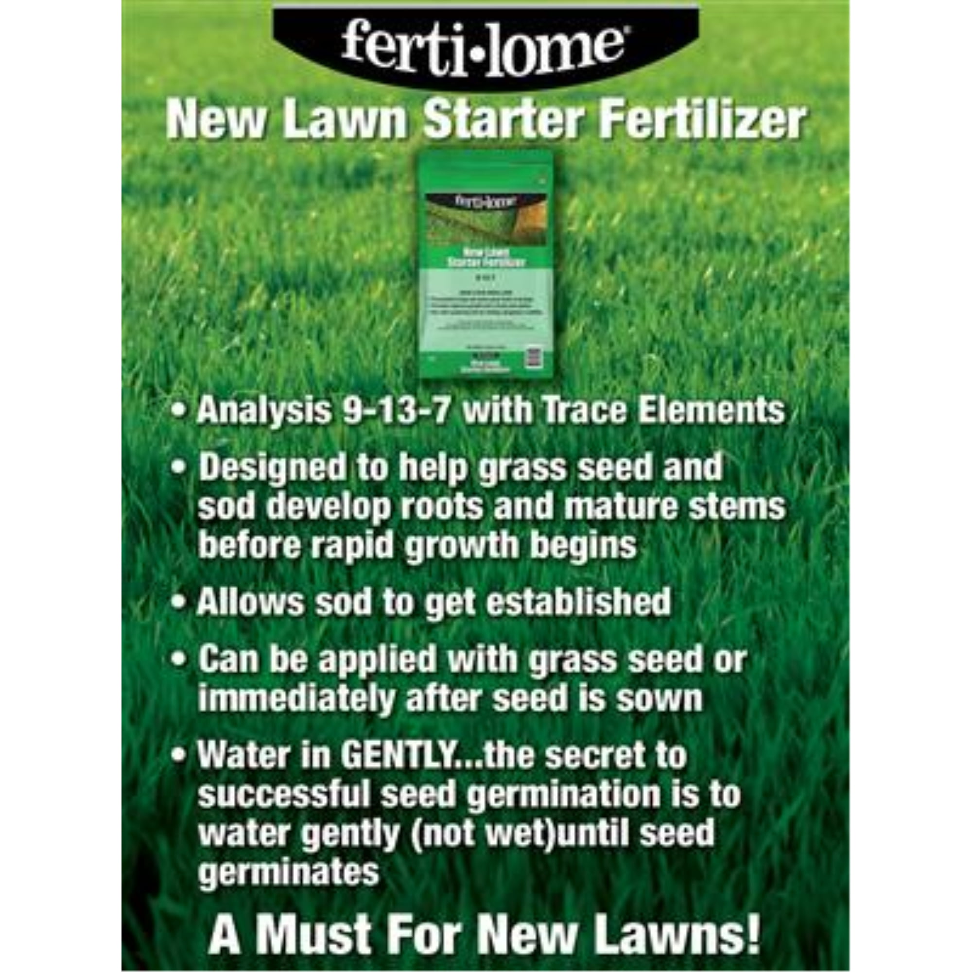 Fertilome New Lawn Starter Fertilizer 9-13-7, 32lbs