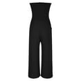 thumbnail image 3 of Womens Casual Strapless Summer Jumpsuits Loose Off Shoulder Smocked Sleeveless Wide Leg Romper with Pockets, 3 of 5