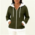 thumbnail image 4 of Wutalume Women's Casual Fashion Long Sleeved Zip Up Fleece Hooded Cardigan, Soft and Warm Outerwear for Relaxed Style and Winter Layering,Army Green L, 4 of 5