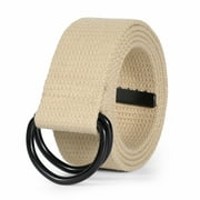 JASGOOD Canvas Web D Ring Belt Khaki Buckle Military Style for Men and Women