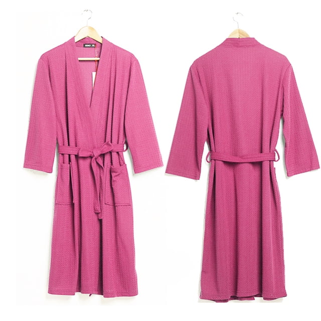 Women Water Absorption Bath Robe Solid Bath Robe; Waffle Bathrobe Spa Home Dress Nightgown
