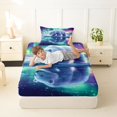 thumbnail image 4 of Castle Fairy Wildlife Aurora Polar Bear Twin Sheets 3pcs for Teens,Icy Lake Snow Mountain Bedding,Mint Purple White,1 Fitted Sheet, 1 Flat Sheet and 1 Pillowcase, 4 of 6