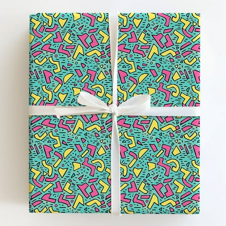 Retro 80s Memphis Design Geometric Abstract Pattern Gift Wrapping Paper