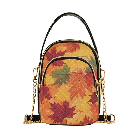 joogoo Women Leaves Fall Chain Crossbody Bags Shoulder Handbag Phone Purse