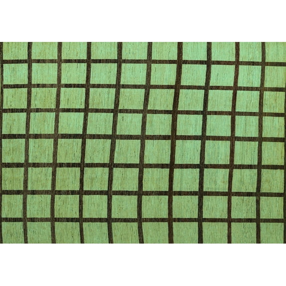 Ahgly Company Machine Washable Indoor Rectangle Checkered Turquoise Blue Modern Area Rugs, 7' x 9'