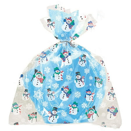 - Large Snowman Holiday Cellophane Bags, 20 x 16 in, 4ct