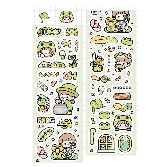 Cartoon Washi Tape Set Cute Girl & Animal Design with Letters, Stickers for Journaling, Scrapbooking, DIY Crafts, Planner Decor, School Supplies