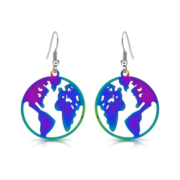 Besheek Handmade Rainbow Stainless Steel Around the Globe Boho Chic Earring