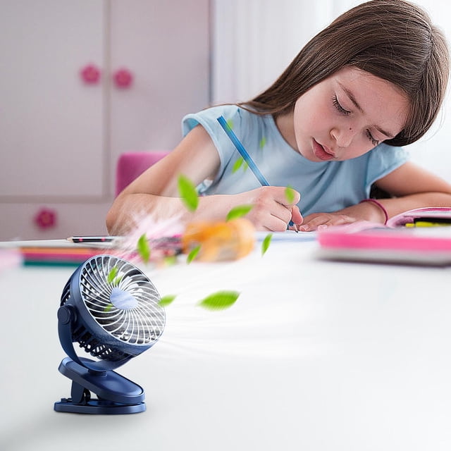 USB Desk Fan, Portable Rechargeable Clip On Fan, 360° Adjustable Personal Fan, 3 Speed Settings, Large Wind Power, for Home Office Car