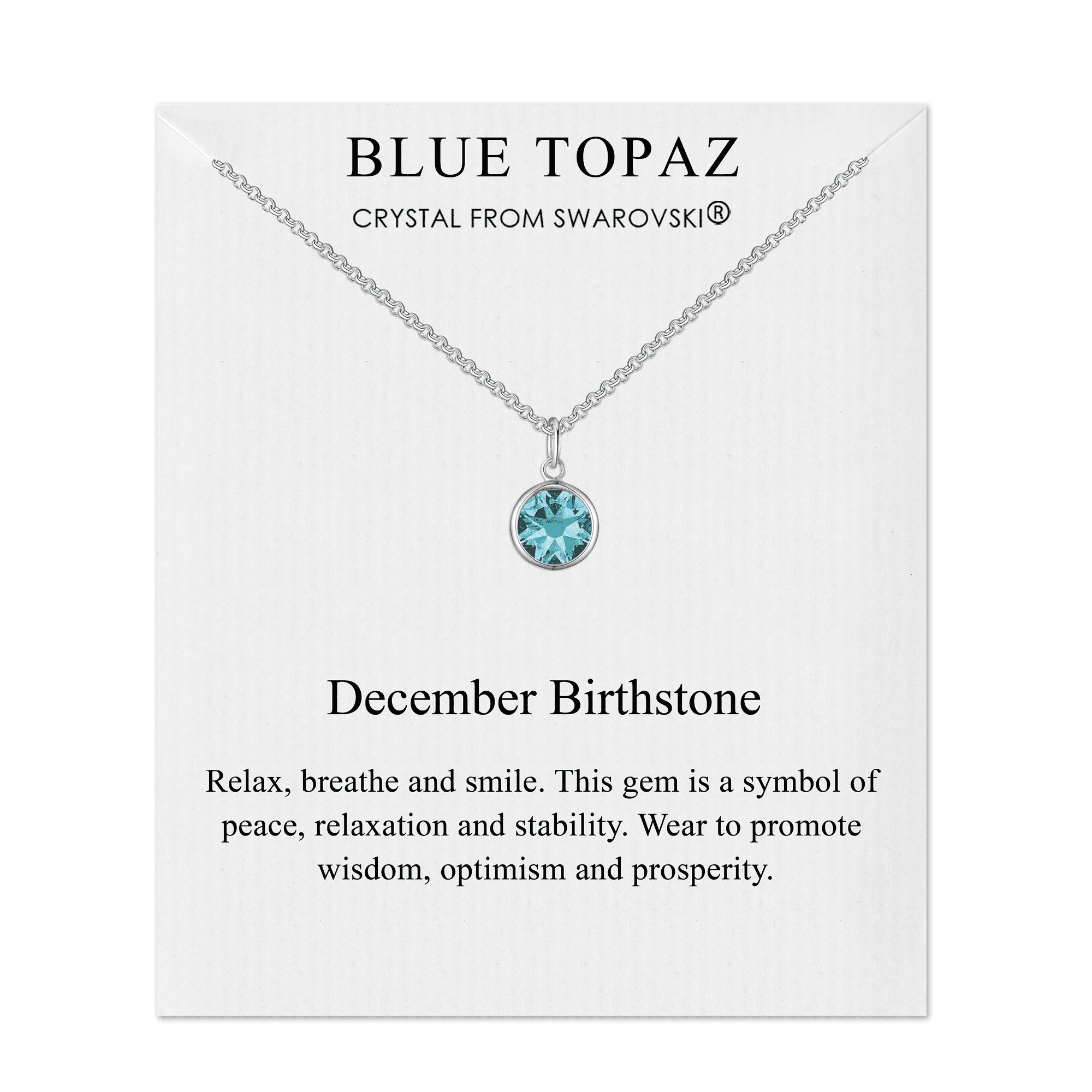 December (Blue Topaz) Birthstone Necklace Created with Zircondia® Crystals