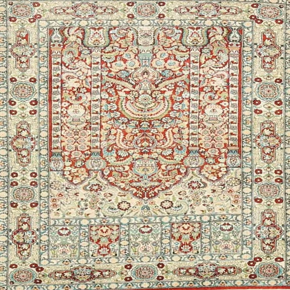 Ahgly Company Machine Washable Indoor Square Traditional Orange Salmon Pink Area Rugs, 3' Square