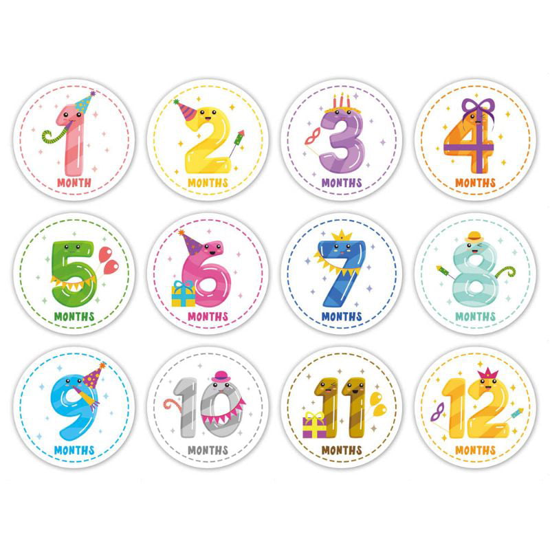 12Pcs/Set Cute Animals Baby Boy or Girl Unisex Monthly Milestone Stickers Hot S 