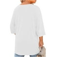 thumbnail image 7 of hotojiny Women Plus Size Tops Stylish Crew Neck 3/4 Sleeve Casual T Shirts Loose Cutout Fashion Flowy Tunic Tees L-5XL, 7 of 7