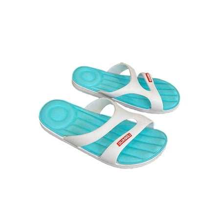 

UKAP Women Men Slide Sandals Slip On Slides Summer Shower Sandal Quick Dry Shoes Unisex Slippers Beach Lightweight White and Blue 8 Woman