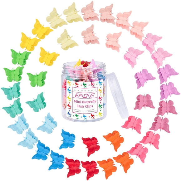 EAONE Mini pinzas de mariposa mate Mini pinza para el cabello colorida para niñas y mujeres Años 90 Y2K Lindos accesorios para peinar el cabello Más de 10 colores surtidos Juego de 50