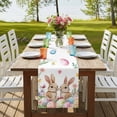 thumbnail image 3 of Spring Bunny Easter Table Runner 90 Inches Long,Floral Botanical Colorful Eggs Cotton Linen Table Runners Dresser Scarves,Decorative Tabletop Scarf Furniture Cover for Home Dinner Party 13"x90", 3 of 8