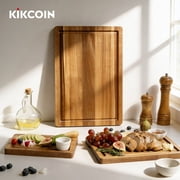 Kikcoin Acacia Wood Cutting Board, Cutting Board Set of 3 with Juice Groove, Wooden Chopping Boards for Kitchen, for Meat & Vegetables