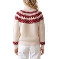 thumbnail image 3 of INSPIRE CHIC Women's Fair Isle Sweater Casual Vintage Mock Neck Long Sleeve Pullover Small Red, 3 of 6
