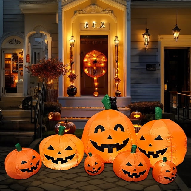 Halloween Inflatable Pumpkin with LED Lights Outdoor Yard Decoration for Holiday Party Decor, Prop, Spooky Blow Up Ghost