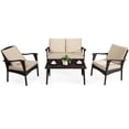 thumbnail image 3 of Costway 4PCS Patio Rotin Osier Meubles Ensemble Coussiné Canapé Canapé Table Basse Brun, 3 of 10