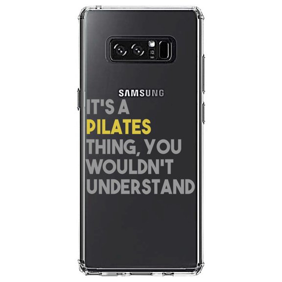 DistinctInk Clear Shockproof Hybrid Case for Samsung Galaxy Note 8 - TPU Bumper Acrylic Back Tempered Glass Screen Protector - It's a Pilates Thing You Wouldn't Understand