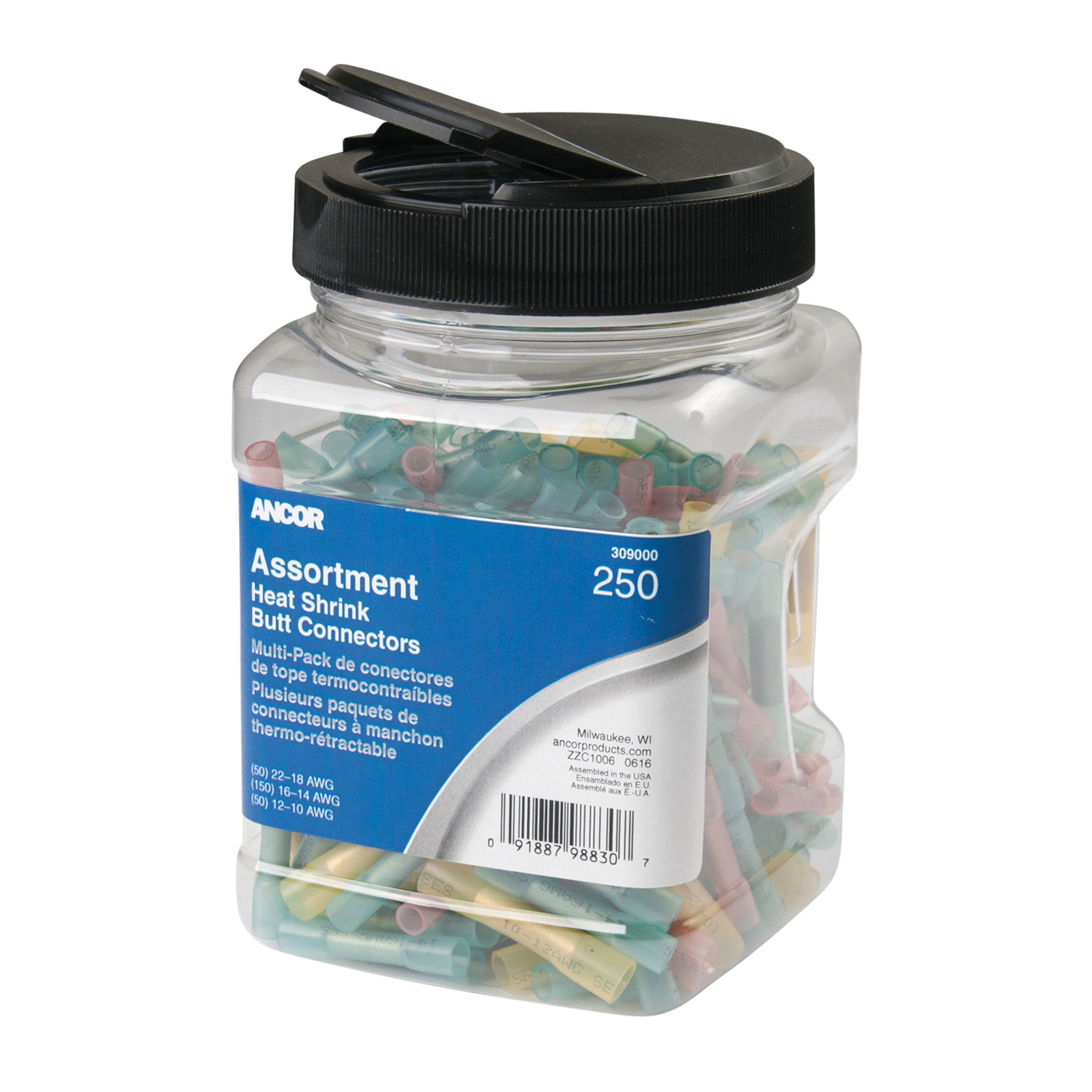 Set of 250 Ancor Multi Pack Butt Connectors Heat Shrink, 5"