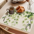 thumbnail image 3 of Vintage Leaf Placemats Set of 2, Watercolor Green Eucalyptus Leaves Linen Texture Non-Slip Place Mats Washable Table Mats for Kitchen Dining Table Decorations Indoor/Outdoor, 3 of 9