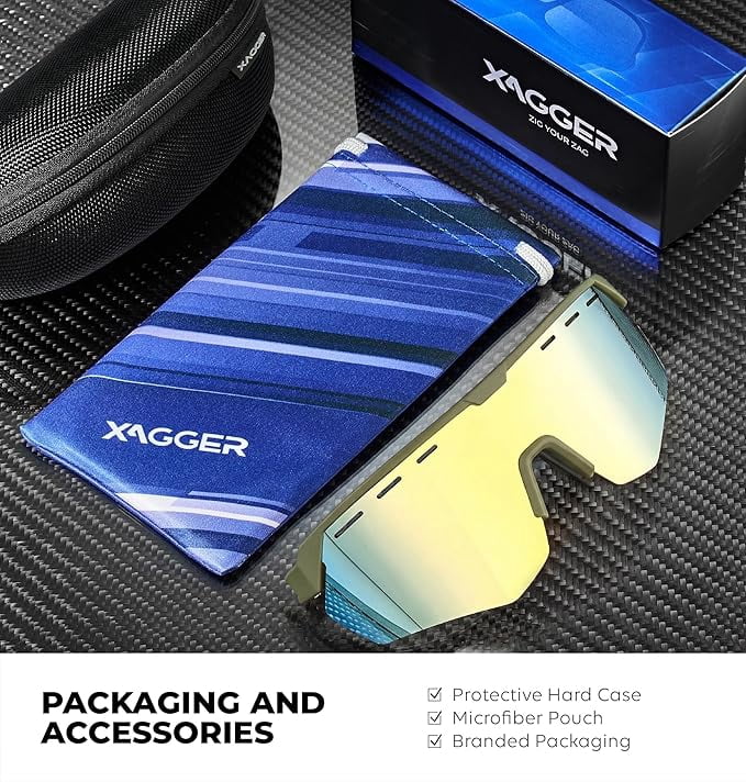 Xagger Sport Shield Sunglasses for Men Women Cycling Running Baseball UV400 Sun Glasses Wrap Around TR90 Frame