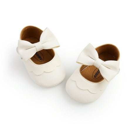 

Amuver Baby Girls Flat Shoes First Walker BowKnot Solid Soft Sole Shoes Newborn Girls Princess Shoes