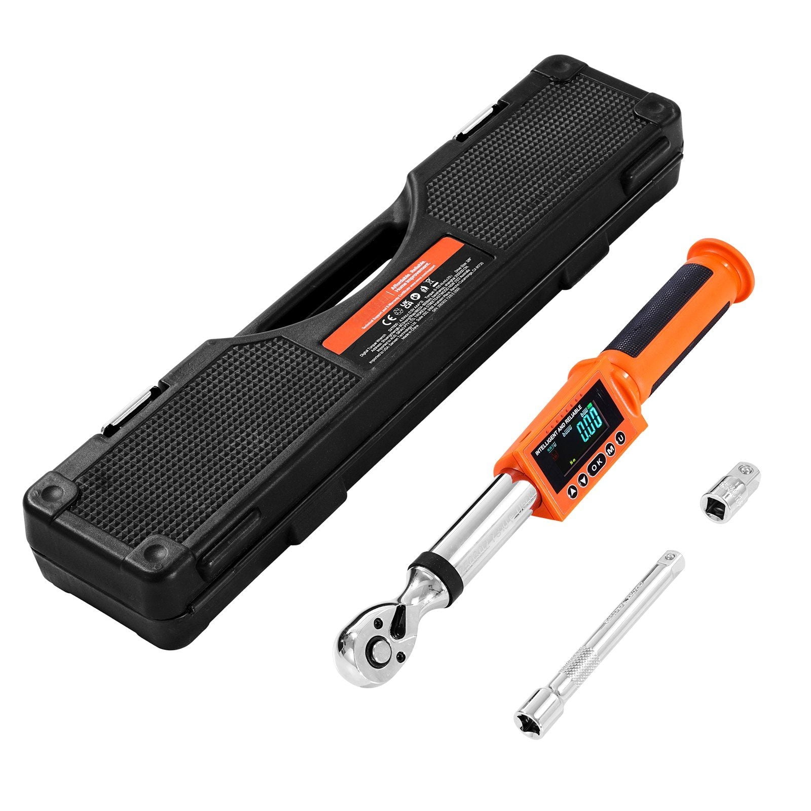 Digital Torque Wrench 3/8" Drive 0-99.57 lbf-ft / 0-135 N.m, 72-Tooth LED Display, Precision Click Type - for Automotive & Mechanics