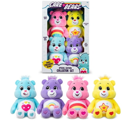 Care Bears 8 Inch Plush 4-Pack Treasure Box - Soft Huggable Material! For Kids 4 Years and up.