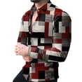 thumbnail image 1 of Camisas de primavera con estampado 3D de cuadros y flores para hombre, camisas de manga larga con solapa y botones, ropa informal ajustada a la moda, 1 of 6