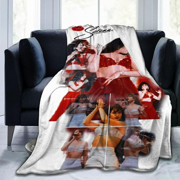 Selena Quintanilla Throw Flannel Blankets Soft Blanket for Sofa Bed Office Camp Couch Beach Car Decoration Air Conditioning Blanket for All Seasons 50""x40"", Black